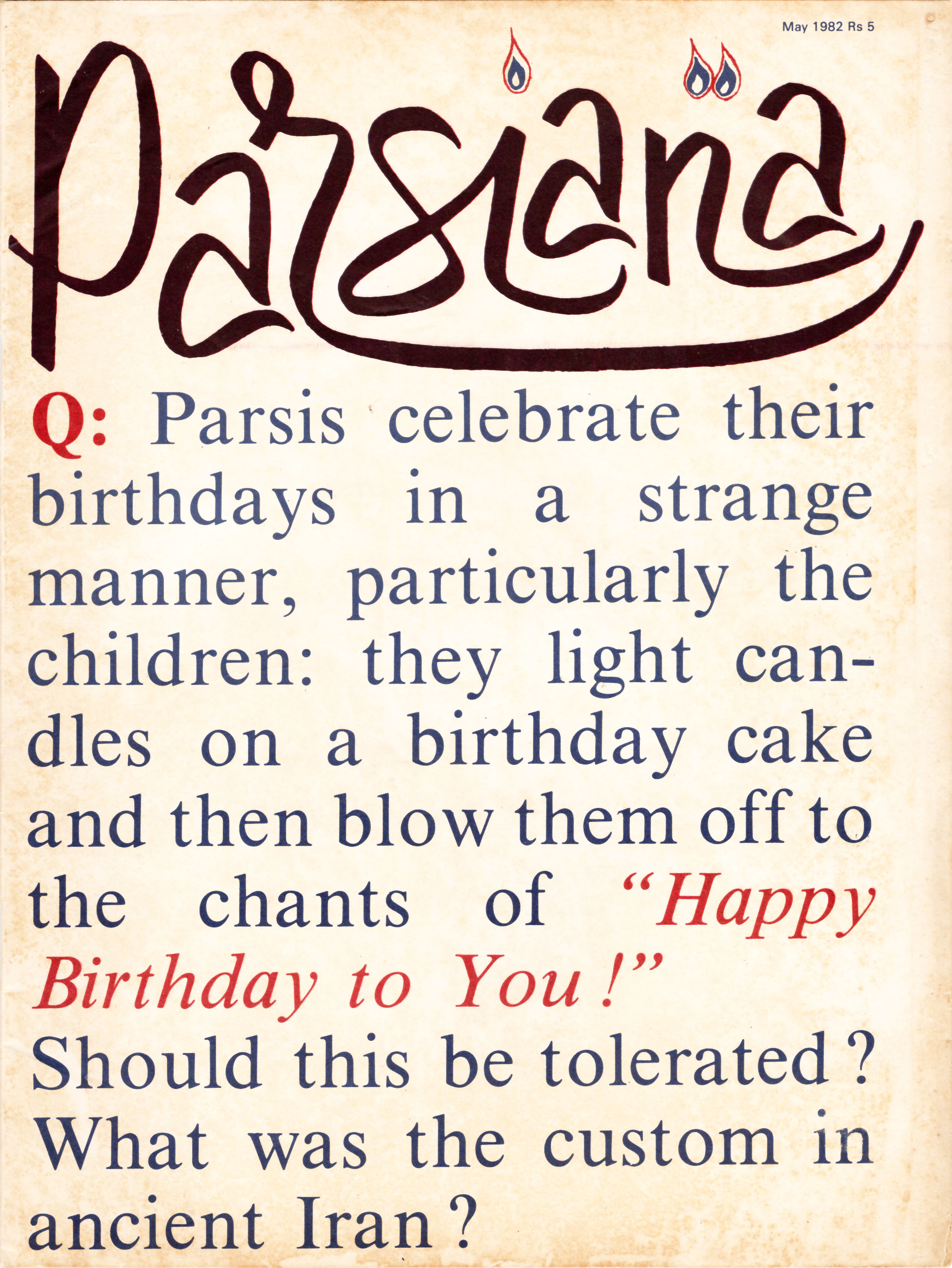 Cover of Parsiana, May 1982