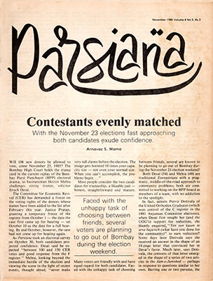 Cover of Parsiana, November 1985