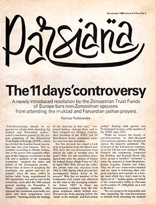 Cover of Parsiana, November 1986